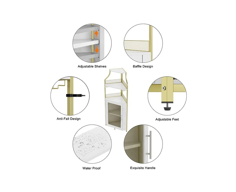 gaomon Corner Bar Cabinet with Led Lights, Industrial Liquor Cabinet with Adjustable Shelf, 5-Tier Industrial Wine Cabinet with Glass Holder