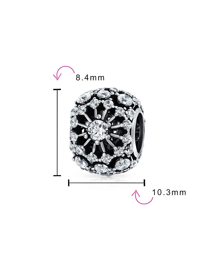 Bling Jewelry White Crystal Filigree Spacer Barrel Charm Bead .925 Sterling Silver Fits European Bracelet