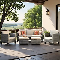Xizzi 5 Piece Patio Furniture, Outdoor Furniture Sets, Modern Wicker Sectional and 2 Pillows, All Weather Garden Sofa, Backyard,