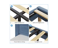 gaomon Upholstered Twin Bed Frame with Led Lights, Velvet Platform Bed Frame with Wing Back Storage Headboard, Wood Slats Support