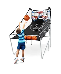 Kuyotq Foldable Dual Shot Basketball Arcade Game with Electronic Scoring System