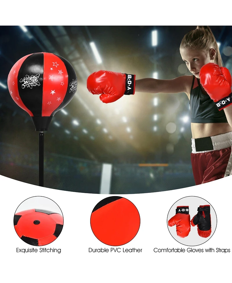 Kuyotq Kids Punching Bag with Adjustable Stand and Boxing Gloves