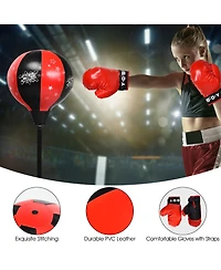 Kuyotq Kids Punching Bag with Adjustable Stand and Boxing Gloves