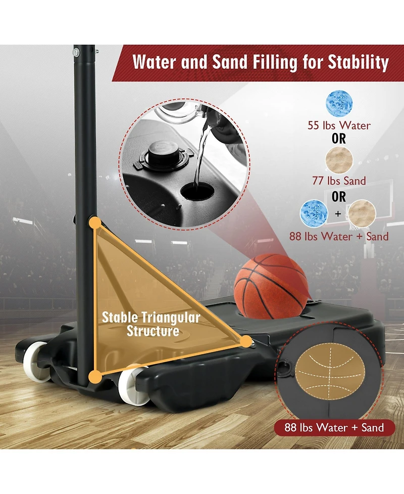 Kuyotq 4.3-8.2 Ft Portable Basketball Hoop with Adjustable Height and Wheels