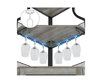 gaomon Corner Bar Cabinet with Led Lights, Industrial Liquor Cabinet with Adjustable Shelf, 5-Tier Industrial Wine Cabinet with Glass Holder