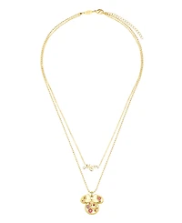 Disney Pink Crystal Minnie Mouse Flower Mom Layered Pendant Necklace