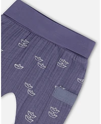Deux par Deux Baby Boys Organic Cotton Top And Muslin Pant Set Striped Navy