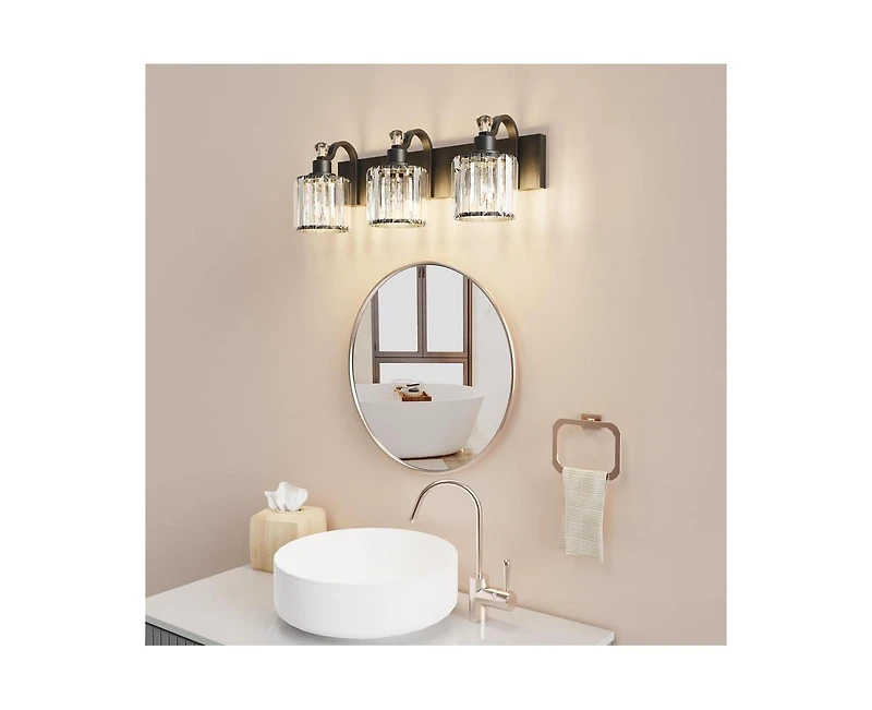 gaomon Modern Crystal Bathroom Vanity Lights Black Bathroom Light Fixtures Crystal Vanity Shower Lights Over Mirror
