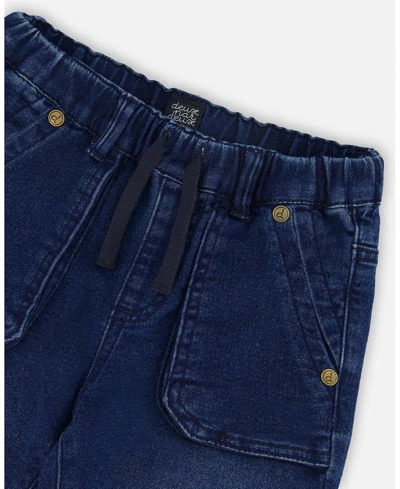 Deux par Deux Toddler Boys French Terry Denim Jogger Pant Dark Denim Blue - Toddler|Child