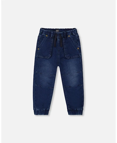 Deux par Deux Toddler Boys French Terry Denim Jogger Pant Dark Denim Blue - Toddler|Child