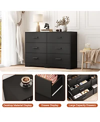 gaomon Dresser for Bedroom with 6 Drawers, Modern Closet Dressers Chest of Drawers with Metal Handle, Wooden Dresser Organizer for Bedroom, Living Roo