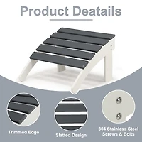 Aoodor Outdoor Adirondack Ottoman - Weather-Resistant Hdpe Patio Footrest for Ultimate Relaxation