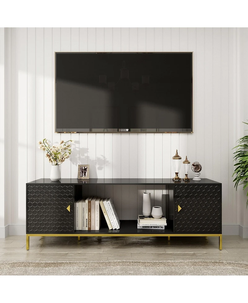 70 inches Mdf Tv Stand With Storage Cabinets