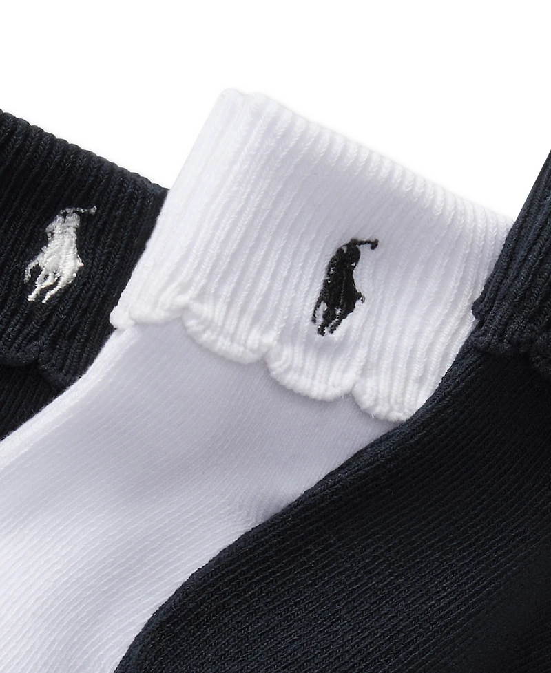 Polo Ralph Lauren Baby Girls Scallop Turn-Cuff Socks, 3 Pack