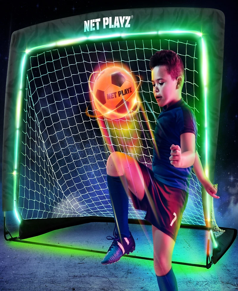 Net Playz Light Up Glow-in-the-Dark Soccer Ball and Goal Gift Set