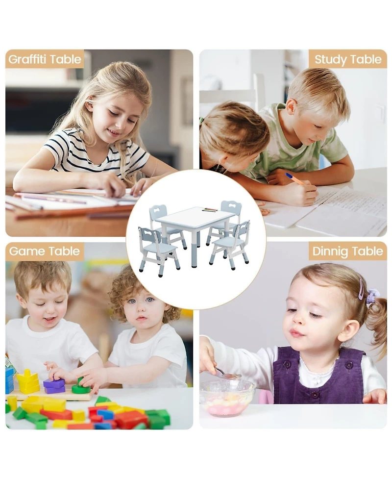 gaomon Adjustable Kids Table & 4 Ergonomic Chairs Set