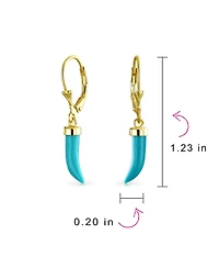Bling Jewelry Italian Cornicello Chili Pepper Dangle Synthetic Turquoise Earrings Gold Plated Silver