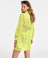 Dotti Women's Cotton Openwork Dot Cover-Up Beach Shirt