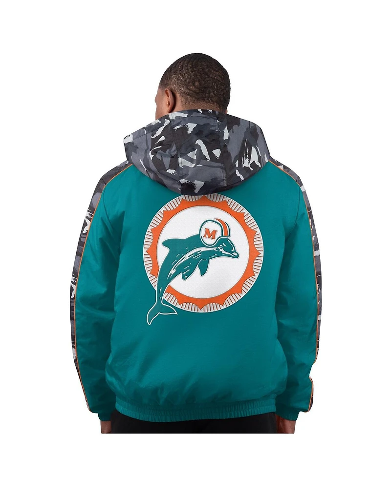 Starter Men's Aqua Miami Dolphins Thursday Night Gridiron Full-Zip Hoodie Jacket