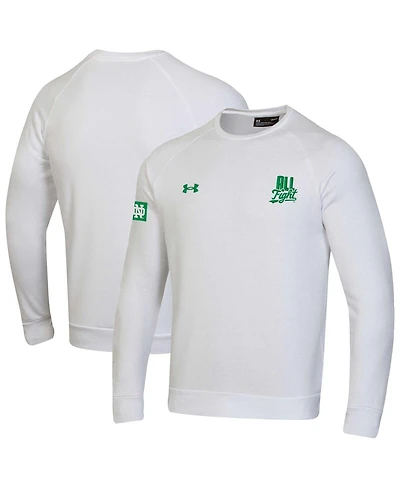 Under Armour Men's White Notre Dame Fighting Irish 2024 Irish Wear Green All Fight Rival Fleece Pullover Sweatshirt