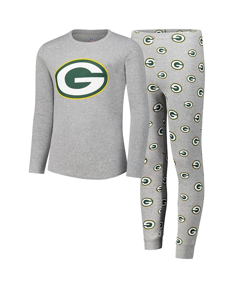 Outerstuff Big Boys and Girls Green Bay Packers Long Sleeve T-Shirt and Pants Sleep Set