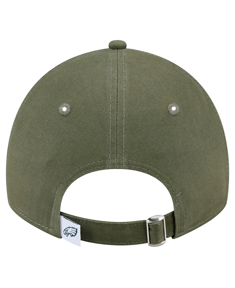 New Era Men's Olive Philadelphia Eagles Main 9TWENTY Adjustable Hat