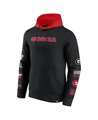 Fanatics Men's Black/Red Georgia Bulldogs Color Block Badge Fleece Pullover Hoodie