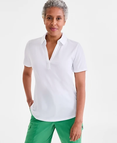 Style & Co Women's Short-Sleeve Knit Polo Shirt, Exclusively at Macy's