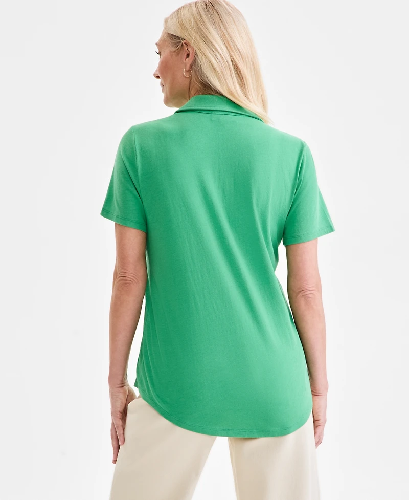 Style & Co Women's Short-Sleeve Knit Polo Shirt, Exclusively at Macy's