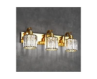 gaomon Modern Crystal Bathroom Vanity Lights Gold Bathroom Light Fixtures Crystal Vanity Shower Lights Over Mirror, Mirror Glass Crystal Bathroom Vani