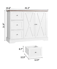 gaomon Farmhouse Kitchen Cabinet with 3 Drawers and 2 Doors