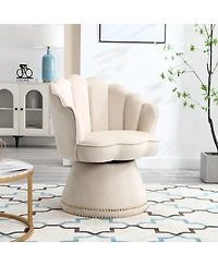 Mondawe 360Degree Swivel Barrel Chair Comfy Round Accent For Living Room Bedroom Office