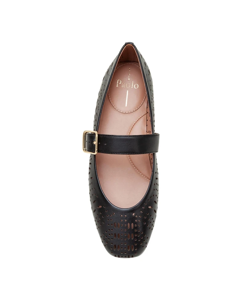 Linea Paolo Miller | Laser Cut Leather Mary Jane Flats
