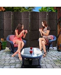 Sorbus Extra Wide - Diamond Weave Fiber Room Divider- 8 Panel Brown