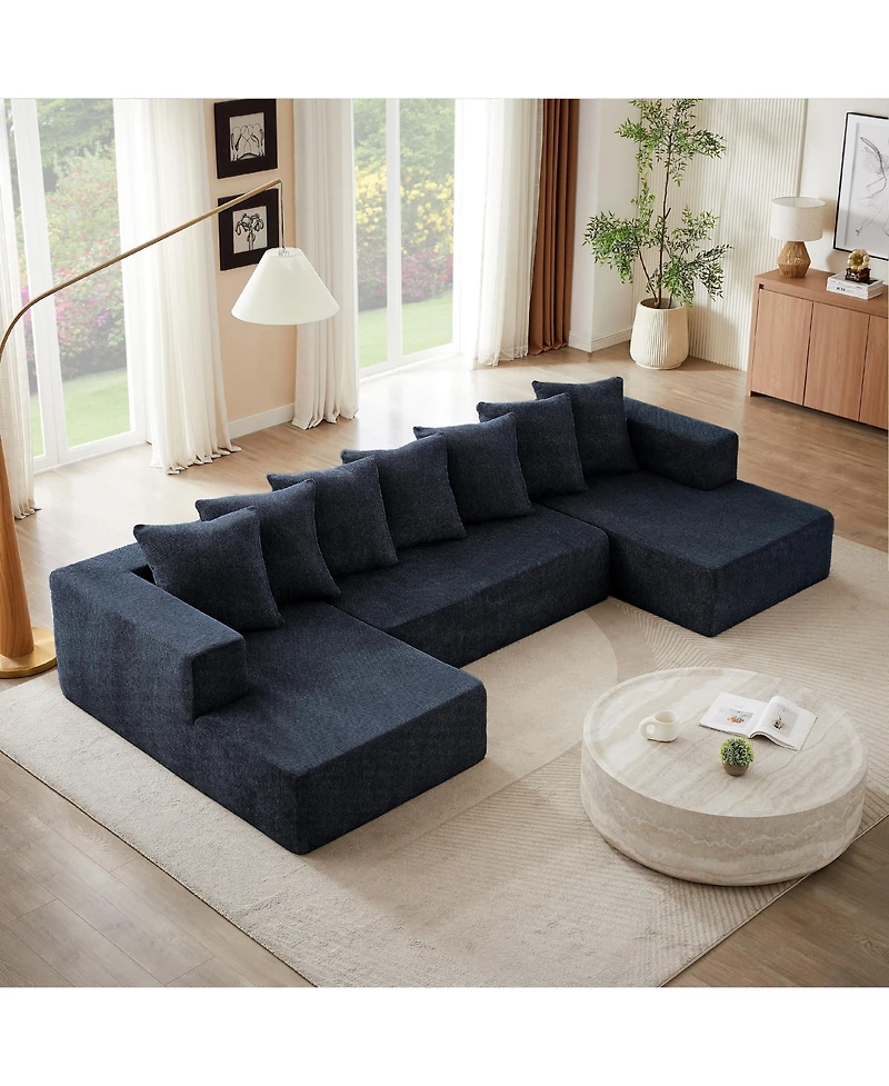 Boyel Living Chenille U-Shaped Sectional Sofa Set,Minimalist Style Modular Sofa, Luxury Fabric Cloud Couch for Room