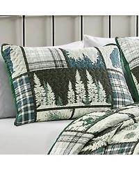 MarCielo 3 Pcs Cabin Lodge Rustic Country Bear Quilt Bedspread Set Queen