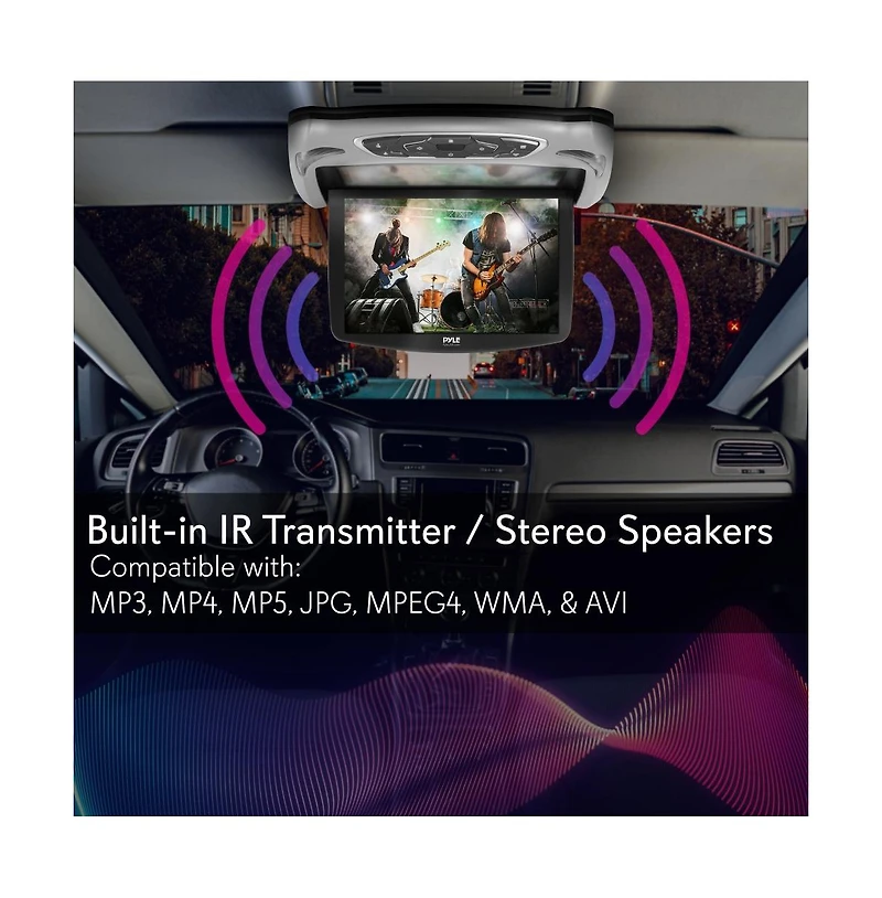 Pyle 13.3'' Car Overhead Monitor with Cd/Dvd Player, Usb, Sd, Fm Transmitter