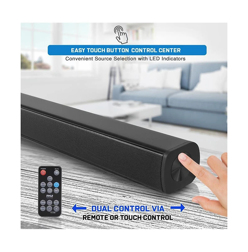 Pyle Wave Base Bluetooth Soundbar Speaker System With Remote, Aux, Optical Input