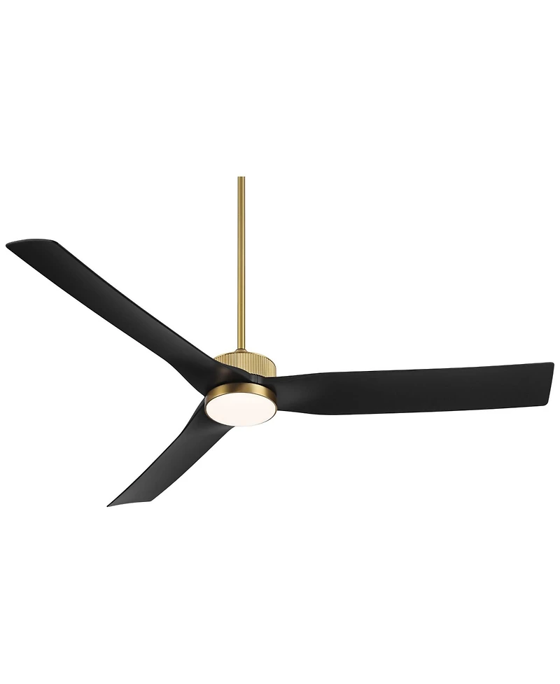 Casa Vieja 60" Montage Modern Indoor Outdoor Ceiling Fan 3 Blade Led Light Remote Control Soft Brass Finish Bedroom Damp Rated