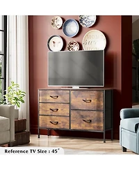 Wlive Dresser for Bedroom with 5 Drawers Wide Bedroom Dresser with Drawer Organizers Chest of Drawers Fabric Dresser for Living Room Closet Hallway