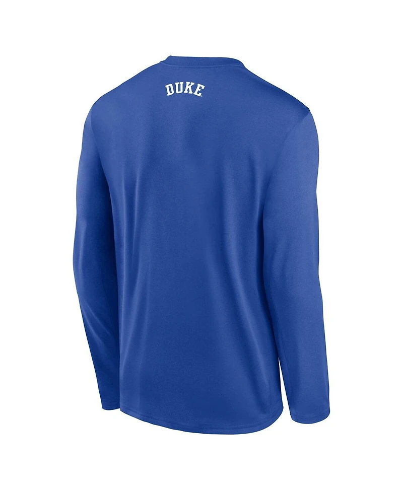 Nike Men's Royal Duke Blue Devils On-Court Basketball Shootaround Performance Long Sleeve T-Shirt