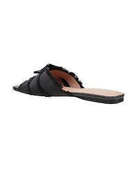 Lottie | Frayed Fabric Cross Band Sandals