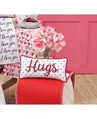 C&F Home 6" x 12" Valentine's Day "Hugs" w/ Dots Small/Petite Red Woven Accent Throw Pillow