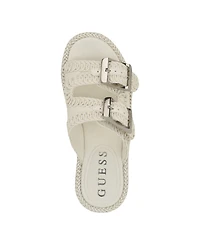 Guess Women's Binks Double-Buckle Woven Platform Wedge Sandals