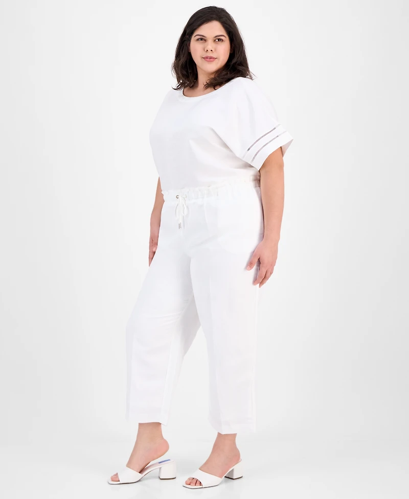 Anne Klein Plus Drawstring High-Rise Pants