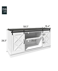 Farmhouse Tv Stand with Storage 58" Entertainment Center with Sliding Barn Door Media Tv Console with Height Adjustable Shelves for Living Room