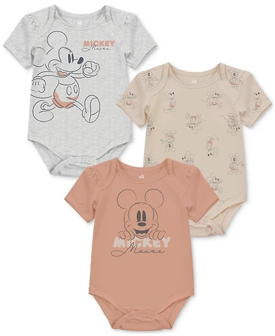 Disney Baby Mickey Mouse Short-Sleeve Bodysuits, 3 Pack