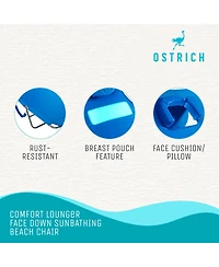 Ostrich Ladies Comfort Lounger, Beach Camping Pool Tanning Chair, Ocean Blue