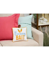 10" x 10" Easter "Bunny Bait" Embroidered Small/Petite Spring Themed Accent Throw Pillow