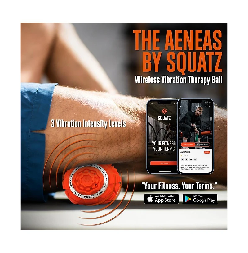 Squatz Wireless Vibrating Massage Ball, Deep Tissue Therapy